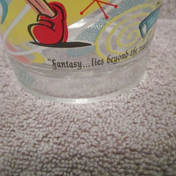 Vtg DISNEY World 100 Years of MAGIC Drinking GLASS Atomic Starburst HATTER Bambi - Picture 7 of 10
